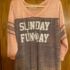 V neck 3/4 sleeve relaxed fit tshirt